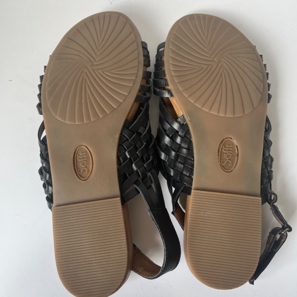 Sofft Woven Black Leather Cushioned Comfy Gladiator Casual Sandals Flats 8.5 - Picture 7 of 8